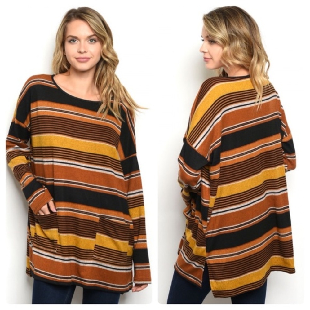 Oversized Striped pocket top
